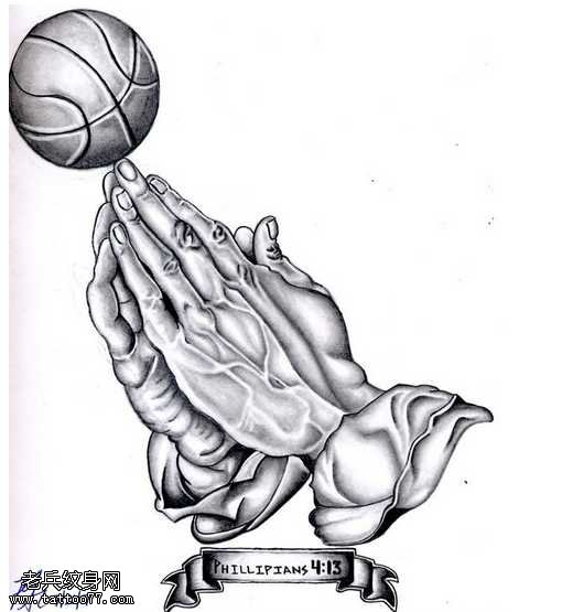 经典个性的祈祷手纹身图案