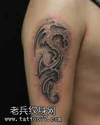 胳膊巨龙石像纹身图案