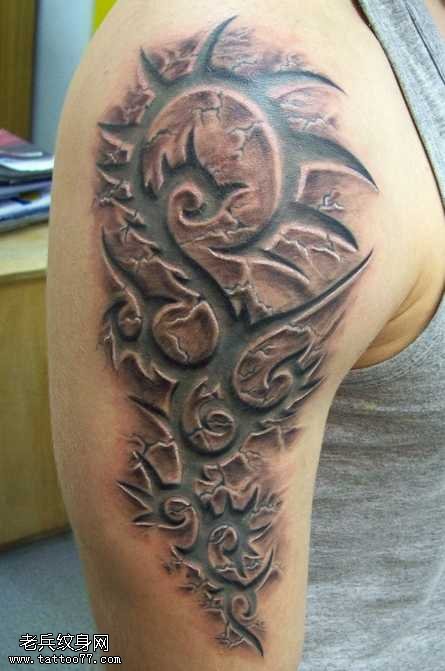 胳膊大气帅气3D图腾纹身图案