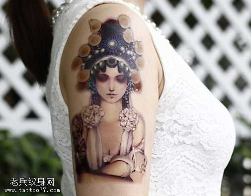 中国京剧人物之美女花旦纹身图案