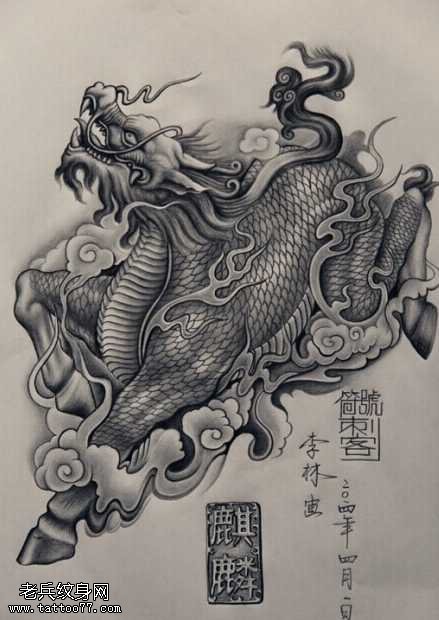 手稿传统凶猛的动物纹身图案