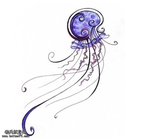 水墨水母纹身图案