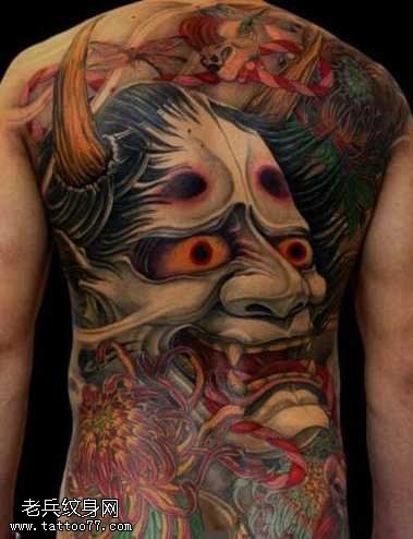 满背白般若纹身图案