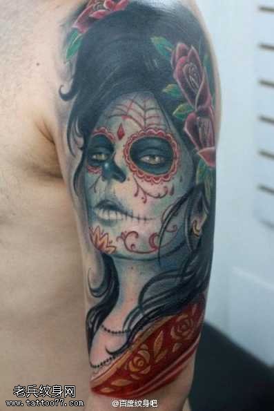 胳膊不一样死亡女郎纹身图案