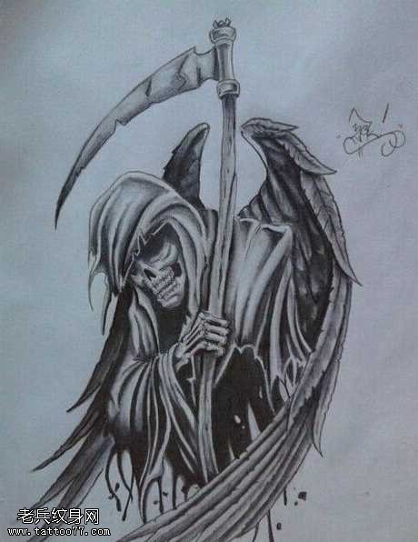 手稿死神纹身图案