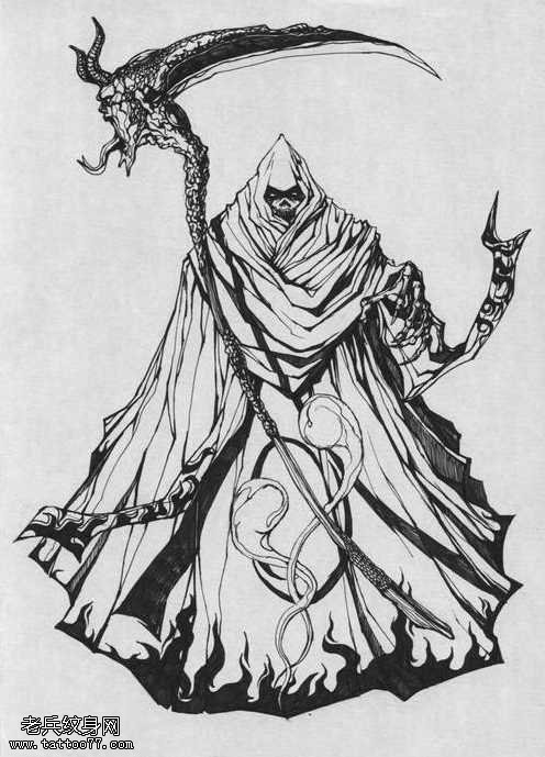 手稿超个性黑死神纹身图案