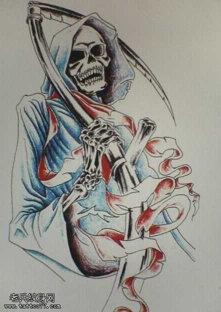 手稿游走死神纹身图案