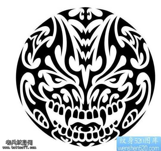 一幅帅气很酷的图腾恶魔纹身图案