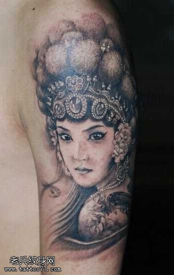 胳膊唯美花旦纹身图案