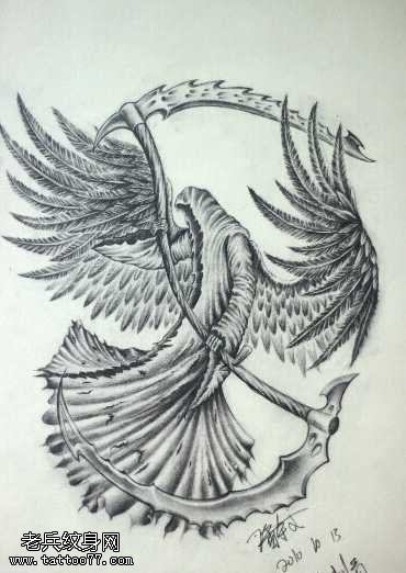 手稿大气神秘死神纹身图案