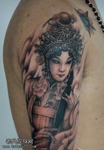 胳膊花旦纹身图案