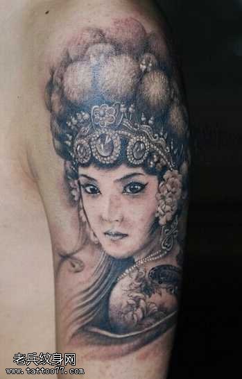 胳膊唯美花旦纹身图案