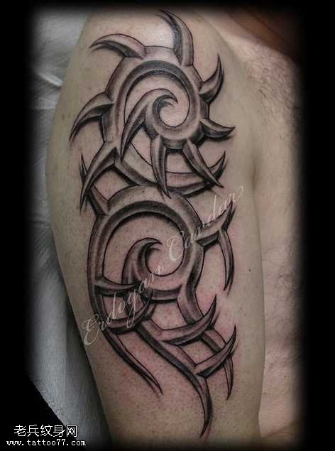胳膊帅气3D图腾纹身图案