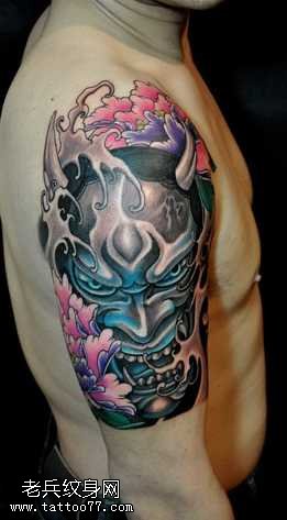 胳膊白水浪般若纹身图案