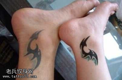 翅膀情侣图腾纹身图案