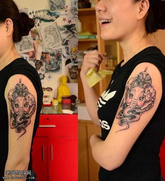 胳膊象神纹身图案