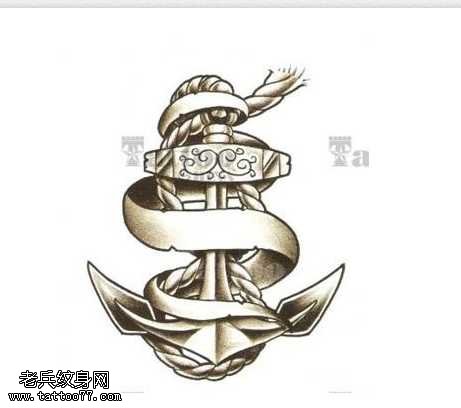 手稿个性船锚纹身图案