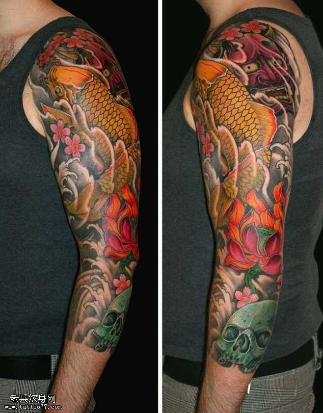 胳膊黄鲤鱼纹身图案