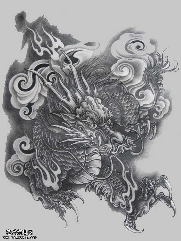 手稿麒麟纹身图案