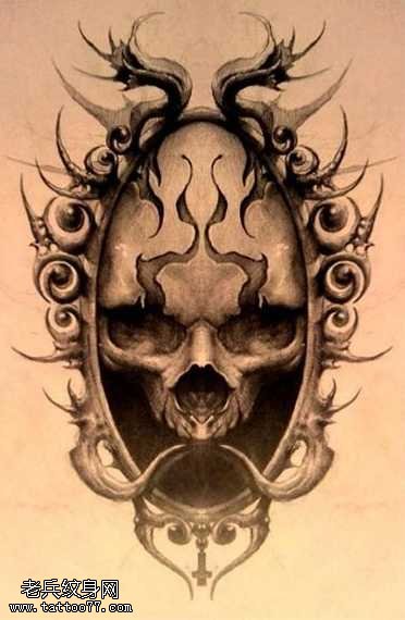 手稿骷髅纹身图案