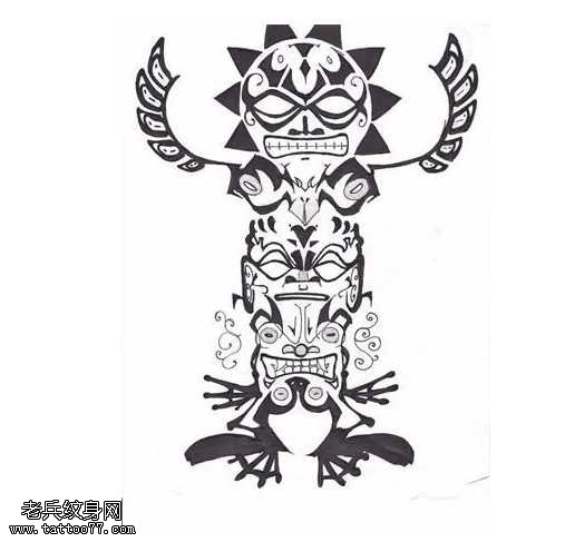 手稿玛雅图腾纹身图案