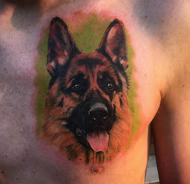 11款德国牧羊犬纹身图案