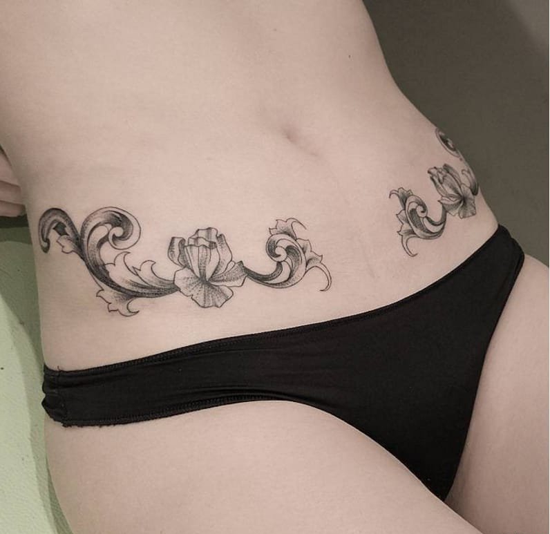 美女纹身花臂，漂亮花纹身图案