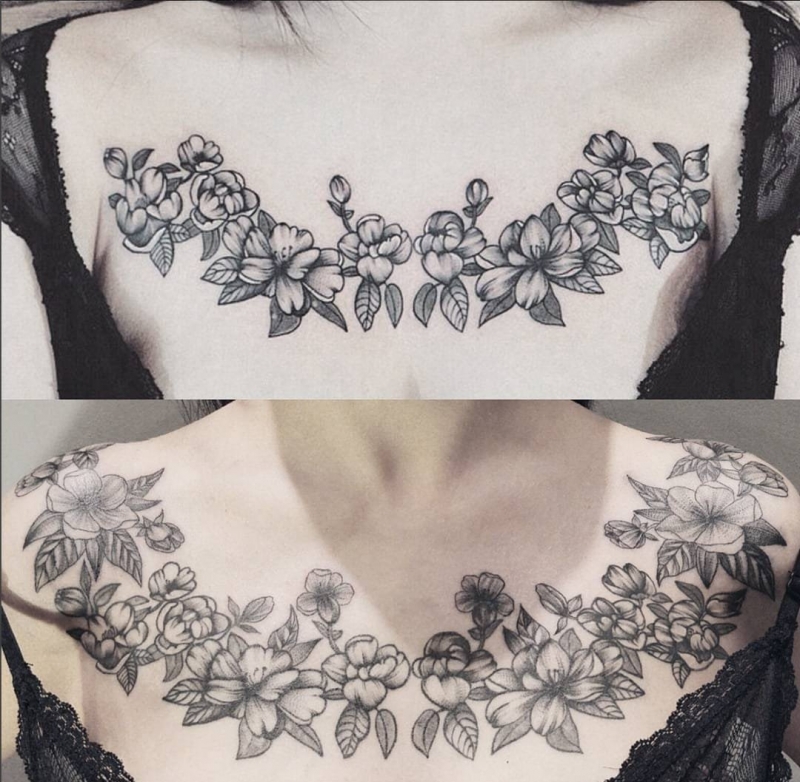 美女纹身花臂，漂亮花纹身图案