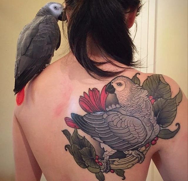 15款活泼的引人入胜的鹦鹉纹身