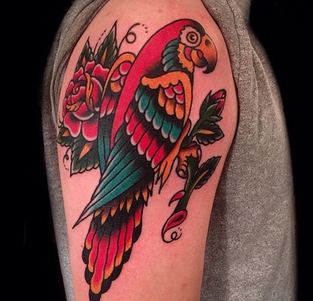 15款活泼的引人入胜的鹦鹉纹身