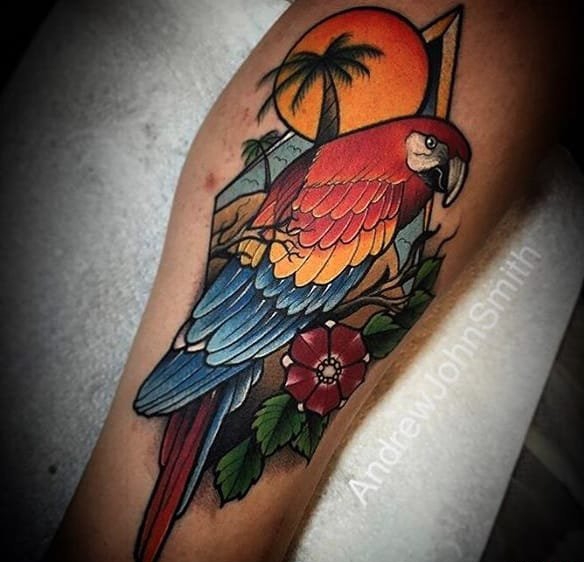 15款活泼的引人入胜的鹦鹉纹身