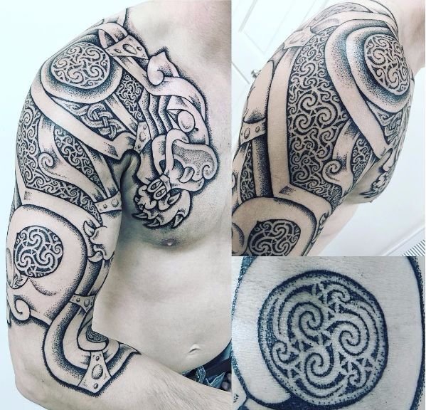 北部欧洲的古代文化大面积点刺纹身图案