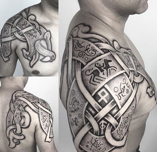 北部欧洲的古代文化大面积点刺纹身图案