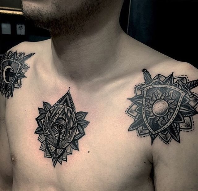 花臂手环黑色曼陀罗花纹身