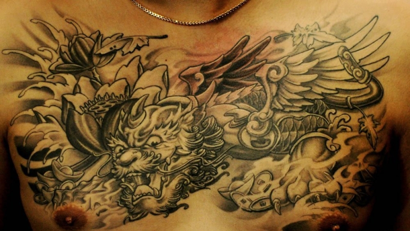 霸气的满背貔貅纹身