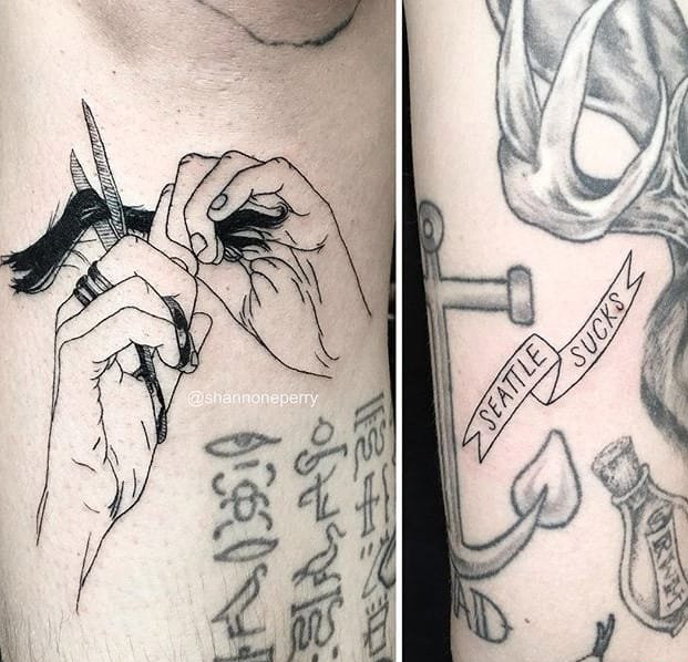 穿着花色衣裤女人的图案纹身