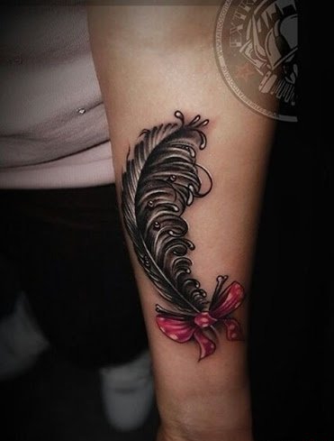 绸缎蝴蝶结纹身图案