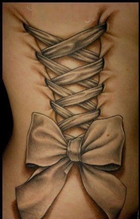 绸缎蝴蝶结纹身图案