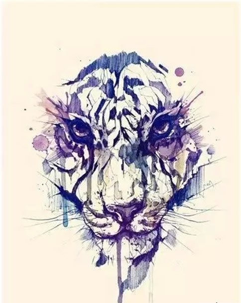 一组生动唯美的水彩泼墨纹身