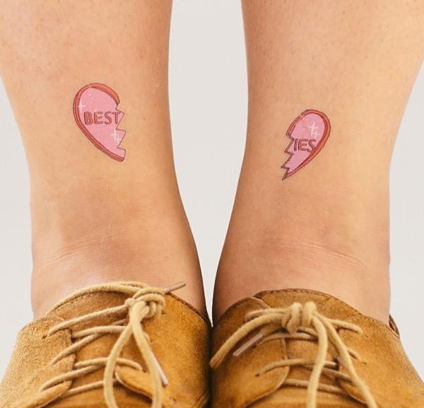 闺蜜死党可一起分享的心形纹身图案