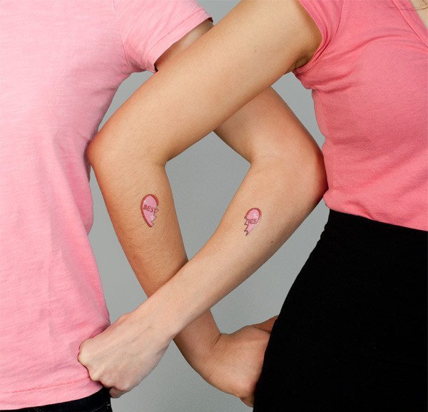 闺蜜死党可一起分享的心形纹身图案