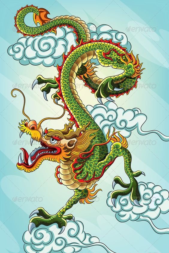 23款漂亮霸气的彩色龙纹身图案手稿