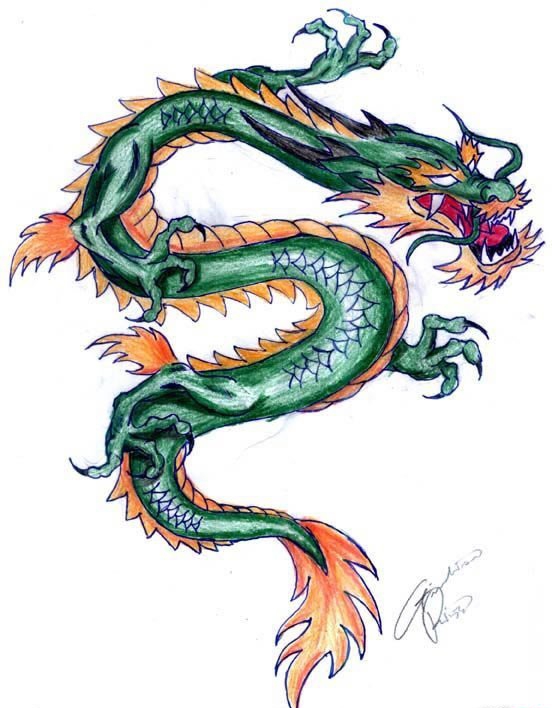 23款漂亮霸气的彩色龙纹身图案手稿