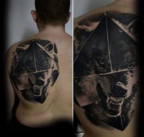 32款男性超酷的满背狼纹身图案