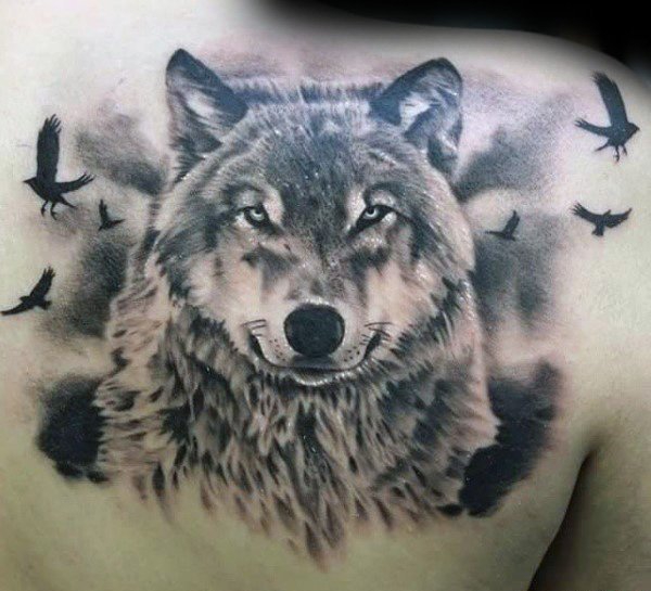 32款男性超酷的满背狼纹身图案