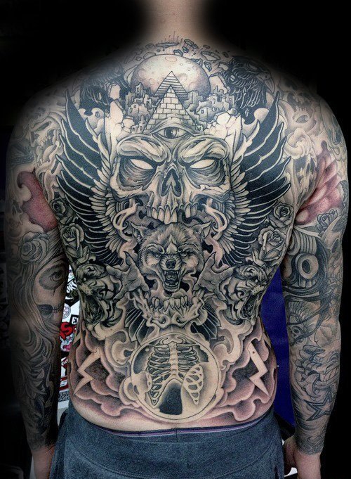 32款男性超酷的满背狼纹身图案