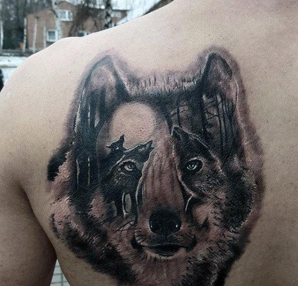 32款男性超酷的满背狼纹身图案