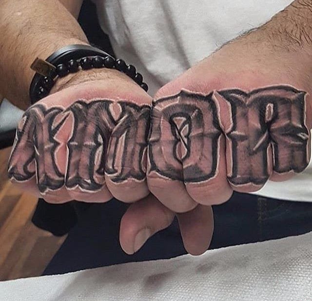 12款手指关节上的刻字纹身图案