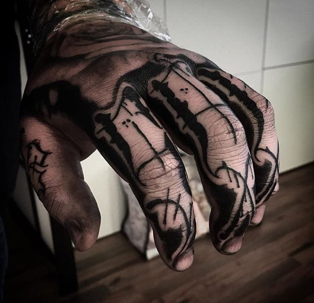 12款手指关节上的刻字纹身图案