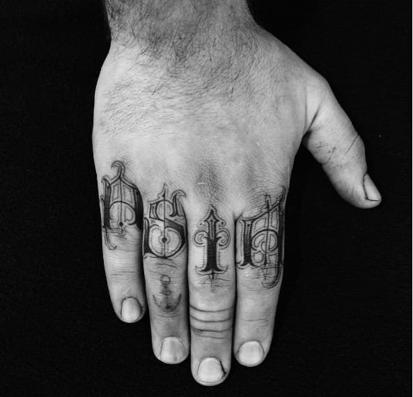 12款手指关节上的刻字纹身图案